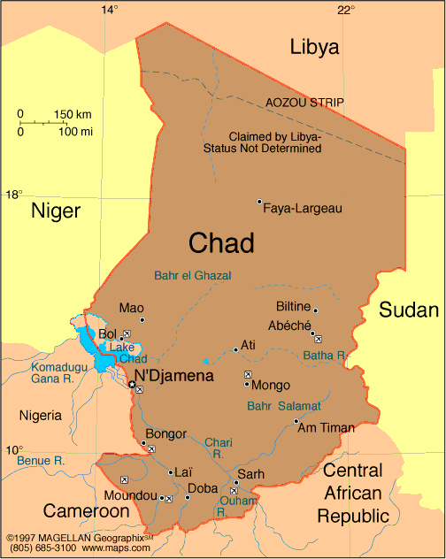 politcal map of chad